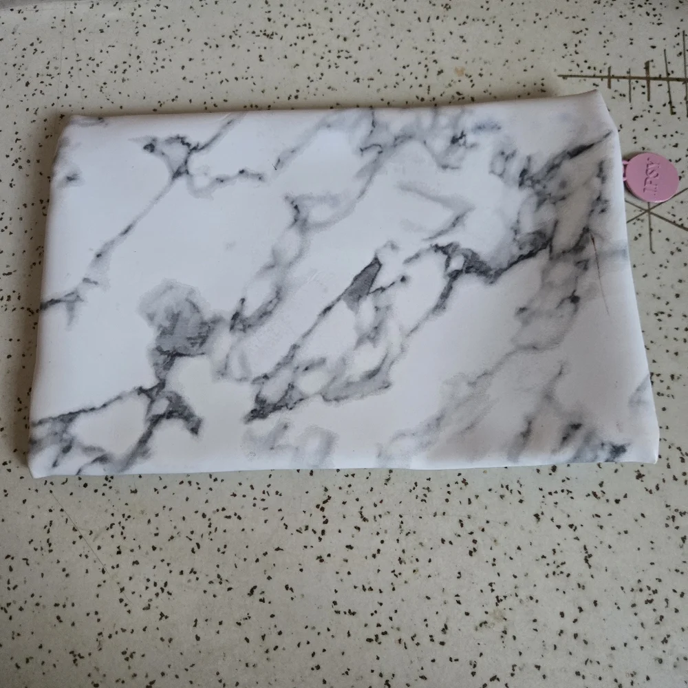 Ipsy Marble Print Makeup Bag with Pink Zipper